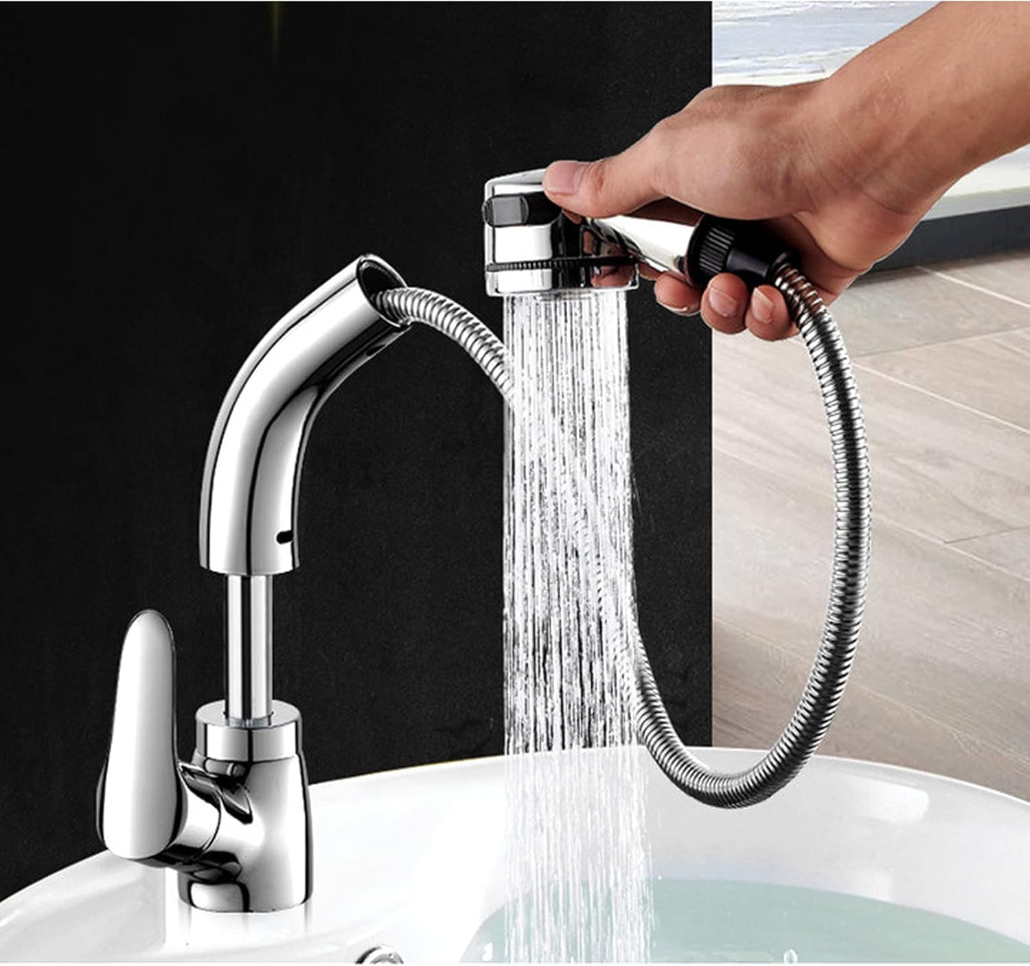 Xazlbiw A Kitchen Faucet With Shower Head Gold/Chrome/Black/White Sink Pull Out Mixer Tap