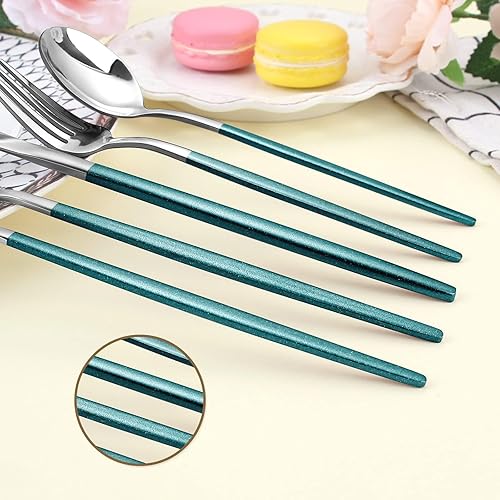 Miniatura 27 de Juego de cubiertos de 60 piezas para 12, juego de cubiertos mate que incluye cucharas, tenedores, cuchillos, juego de cubiertos de acero inoxidable