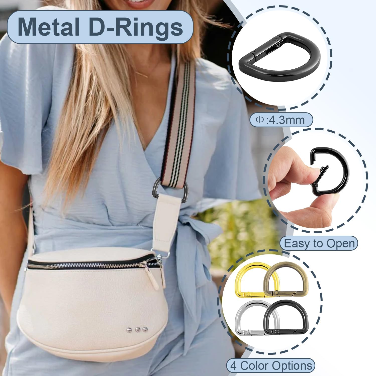 12pcs 1 Inch Spring D Ring Purse Clip, Metal Carabiner Keychain Clips for Bag Strap Hook, Key Fob Holder, Dog Tag Clasp, Paracord Keyring (Assorted) - Image 5