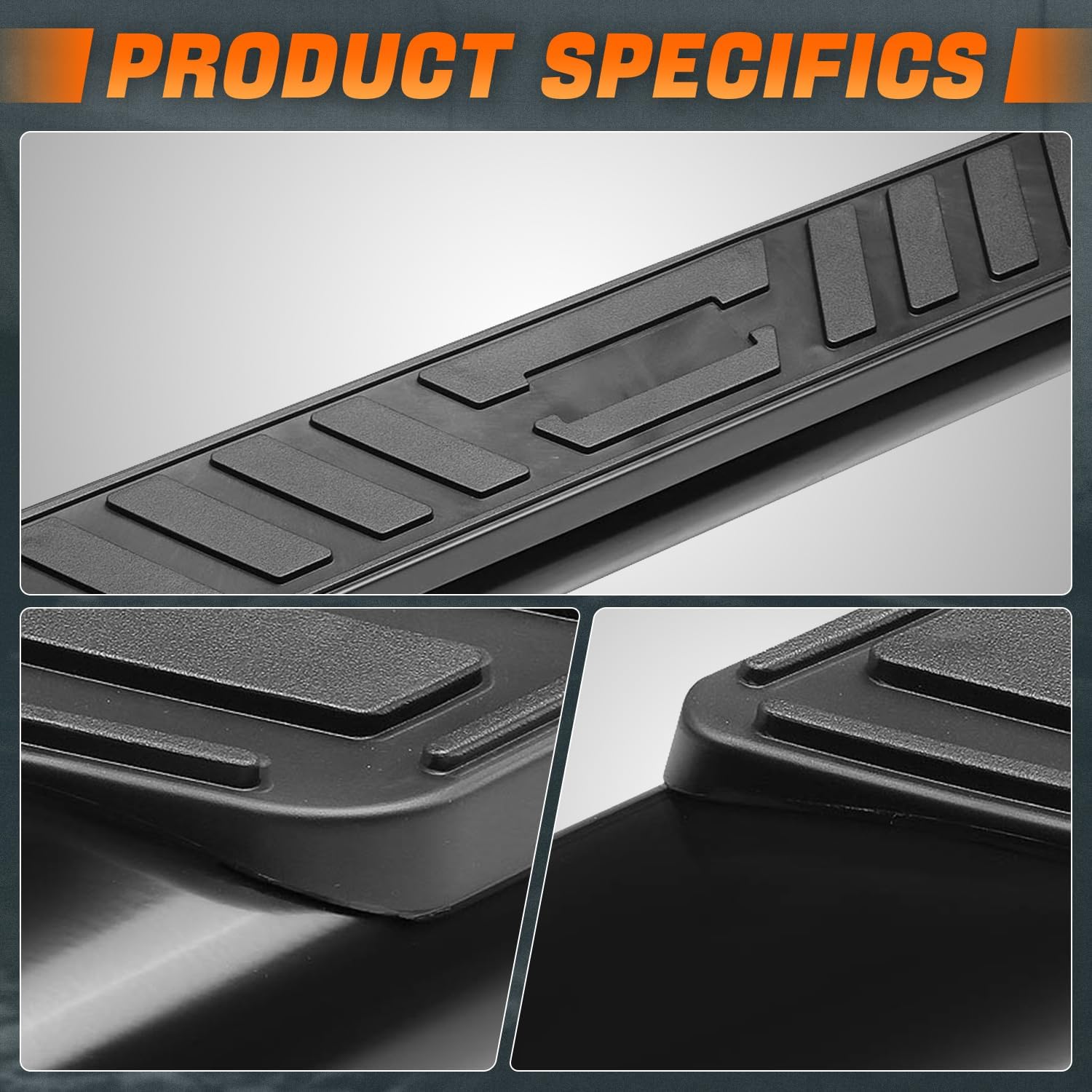 5 in. OD Oval Black Steel Side Step Nerf Bar Compatible with 01-03 Ford F150 Crew/Super Cab CAAP-STEPS5O-937BK