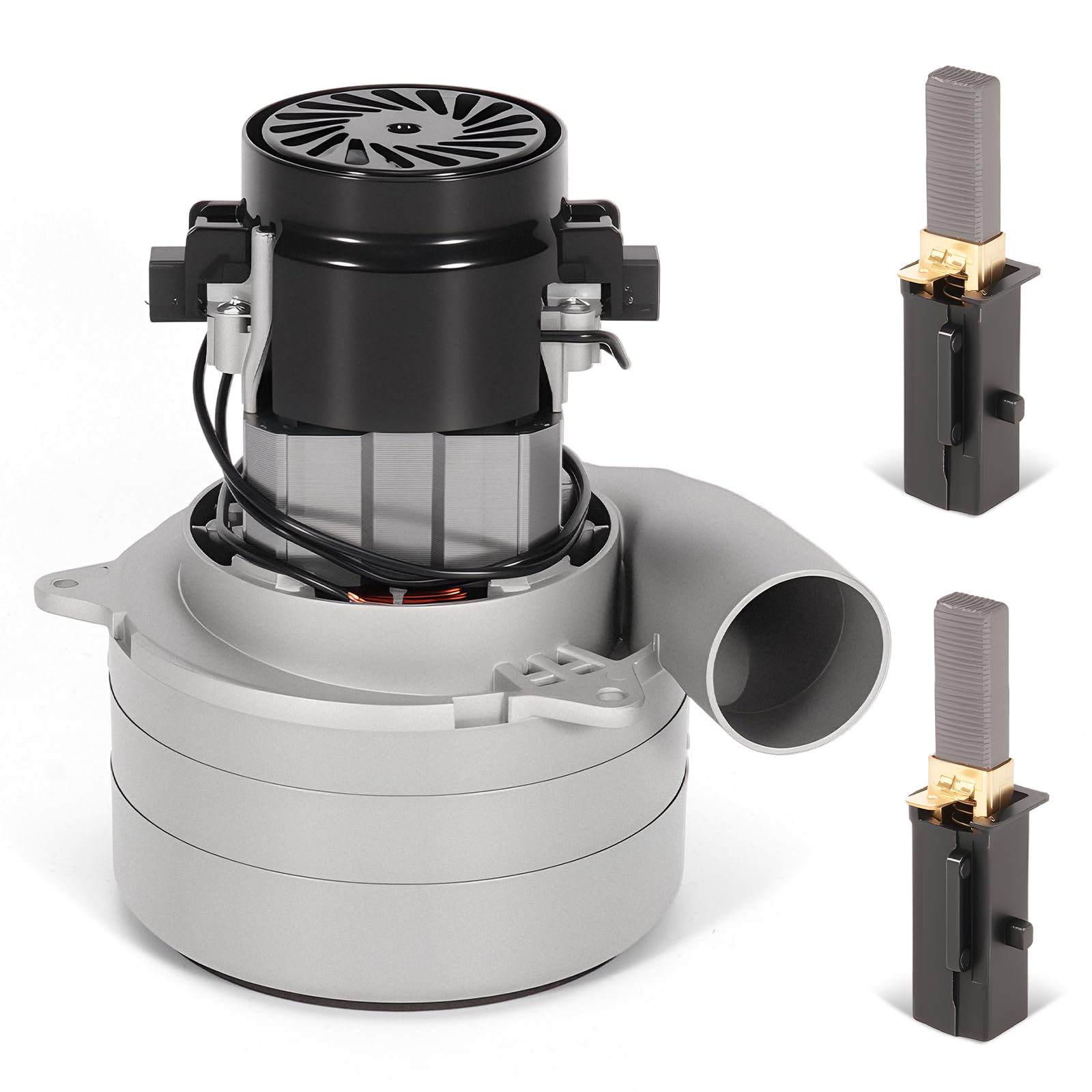 117123-00 - Motore per aspirapolvere da 240 V, ricambio per Ametek Lamb, motore a scarica tangenziale a 3 stadi da 14,5 cm, con due spazzole in carbonio e una guarnizione