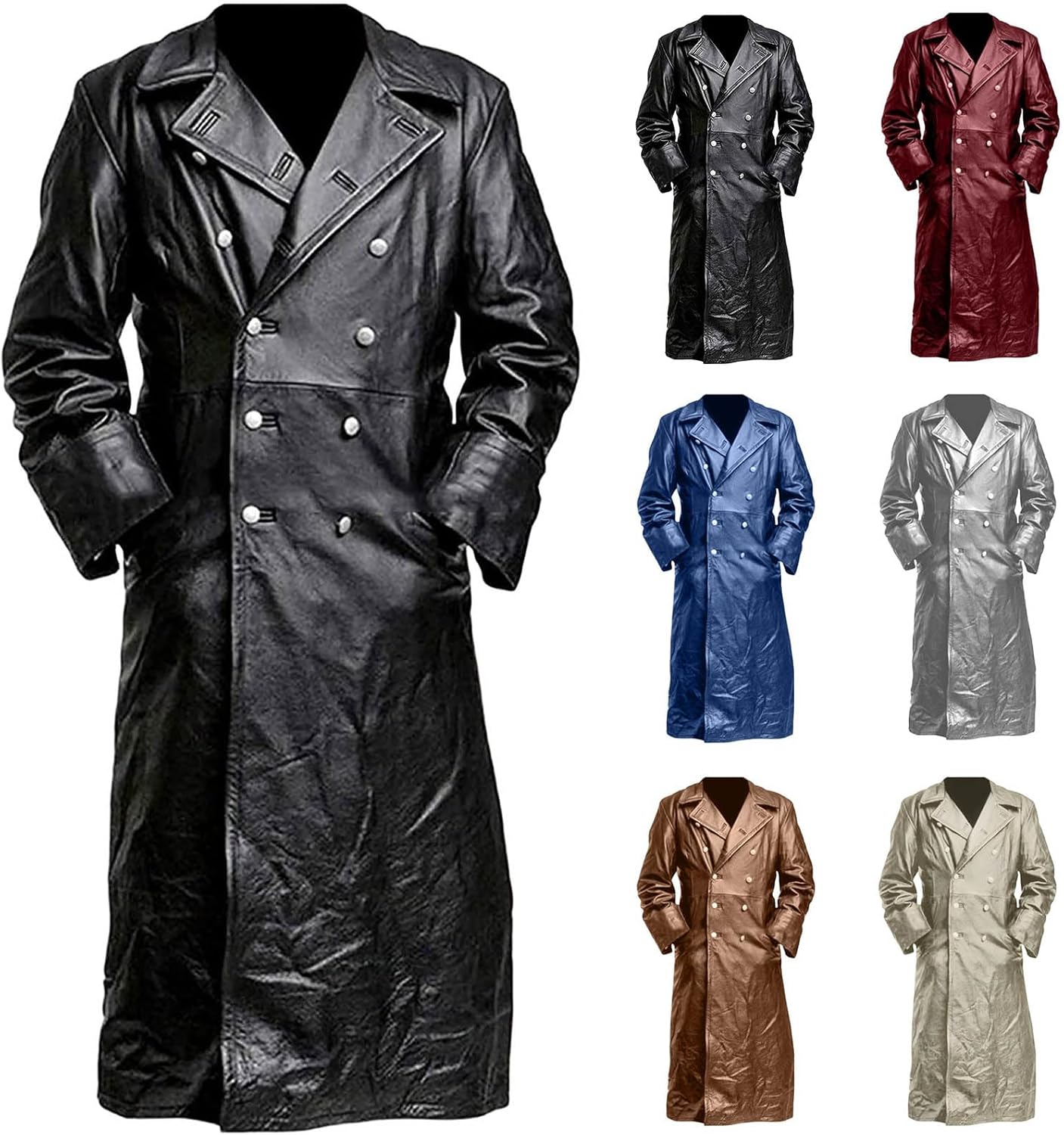 Thatrich Mens Vintage Trench Coat Bomber Motorcycle Jacket Faux Leather Pea Coat Lightweight Flight Jacket Trendy Moto Outfit