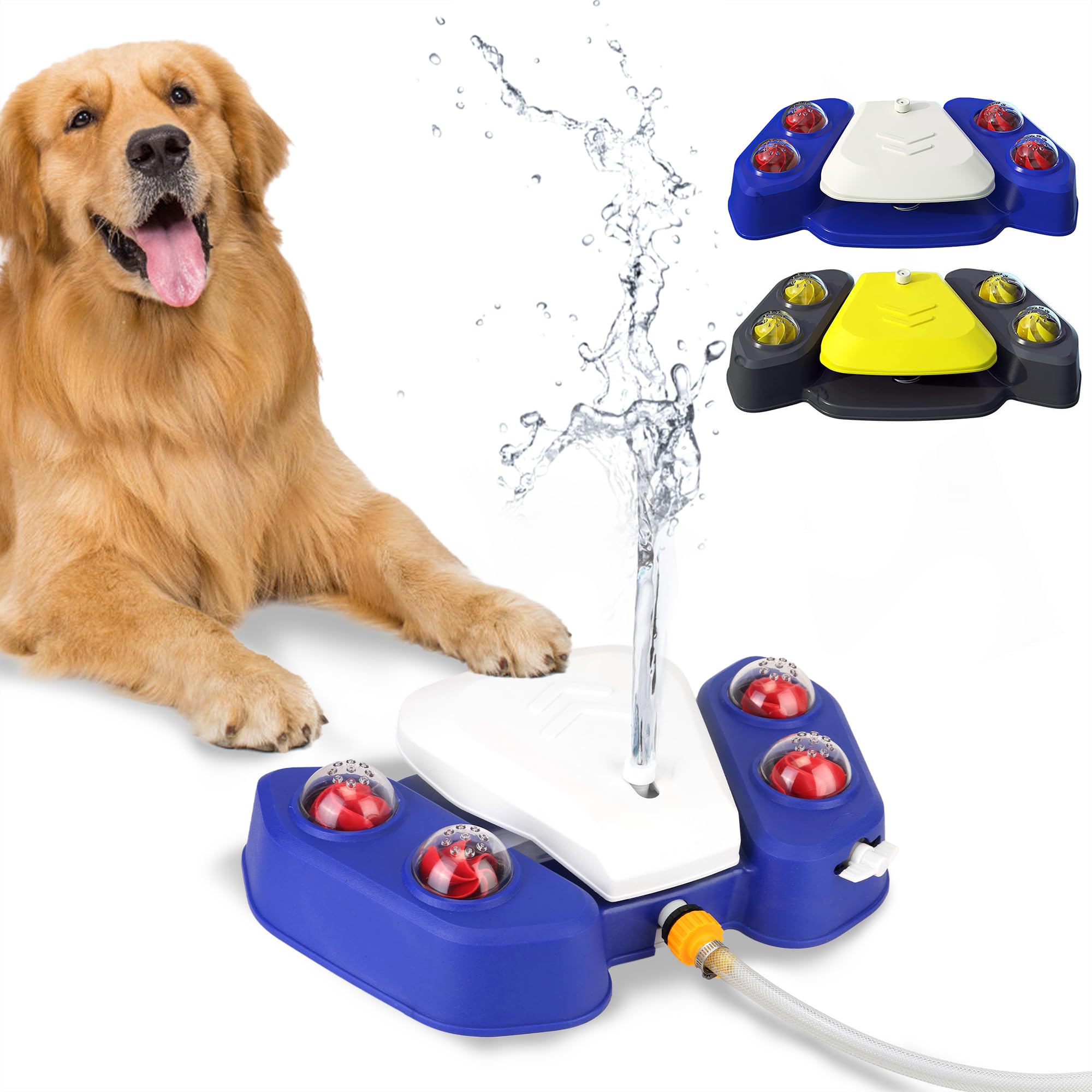 Dog Water Fountain Step On, Outdoor Paw Activated Water Fountain for Dogs, Paw Activated Drinking Water Toy with Hose for Fresh Water, Upgrade Copper
