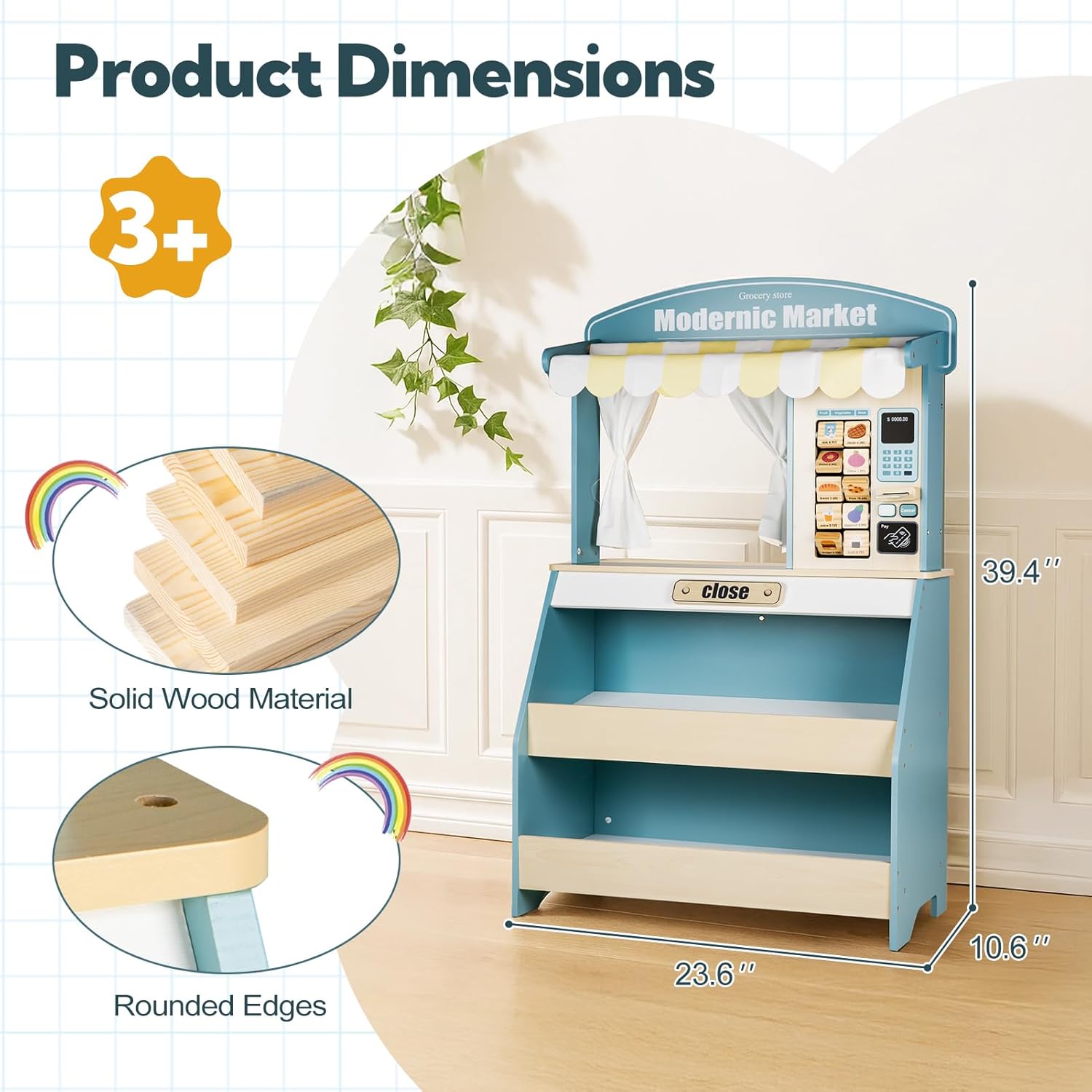 New 2-in-1 Wooden Play Kitchen & Grocery Store Sets for Kids
