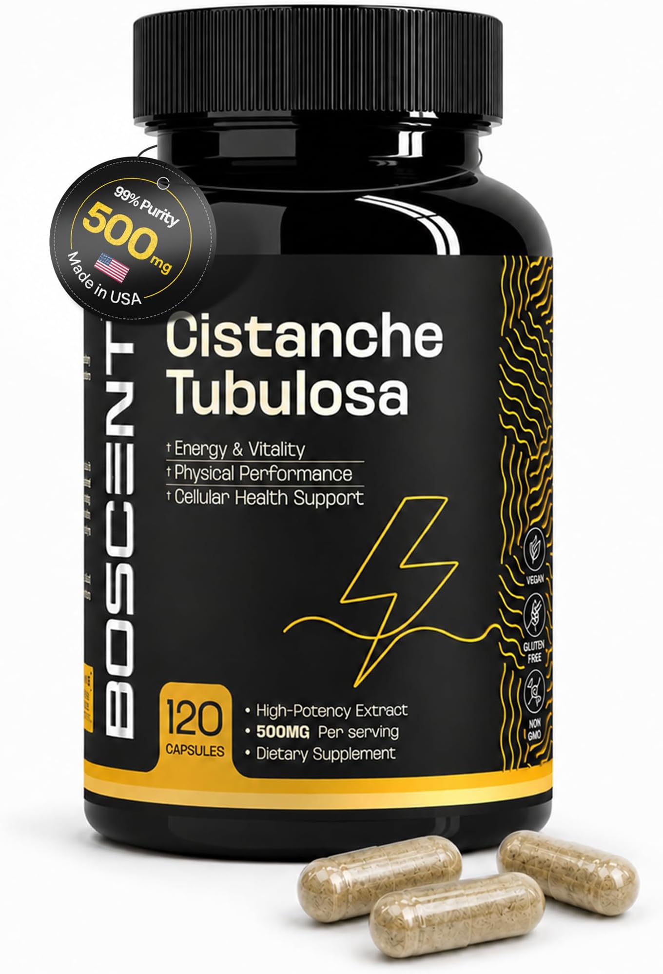 Cistanche Tubulosa Extract 500mg (120 servings) - 120 capsules - 50% Echinacosides,10% Acteosides - Natural Nootropic for Stamina, Immunity & Memory - Hormone Balance - Strength Booster for Men