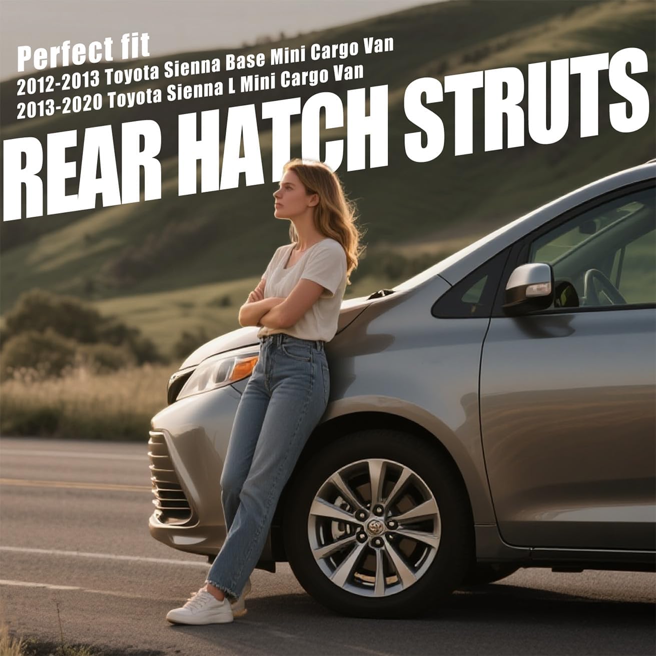 Vepagoo PM1124 Rear Hatch Liftgate Tailgate Struts Compatible with 2011-2020 Toyota Sienna Gas Shock Lift Supports Spring, Van 4-Door Liftgate-with Power Lift Gate & 6 Speakers,6895008021