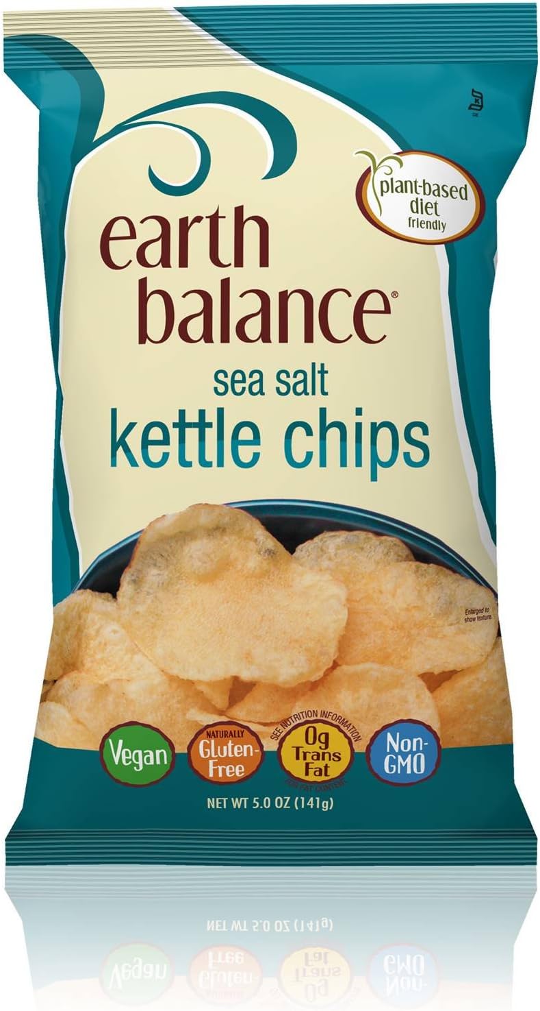 Earth Balance Kettle Chips, Sea Salt, 5 Ounce (Pack of 12)
