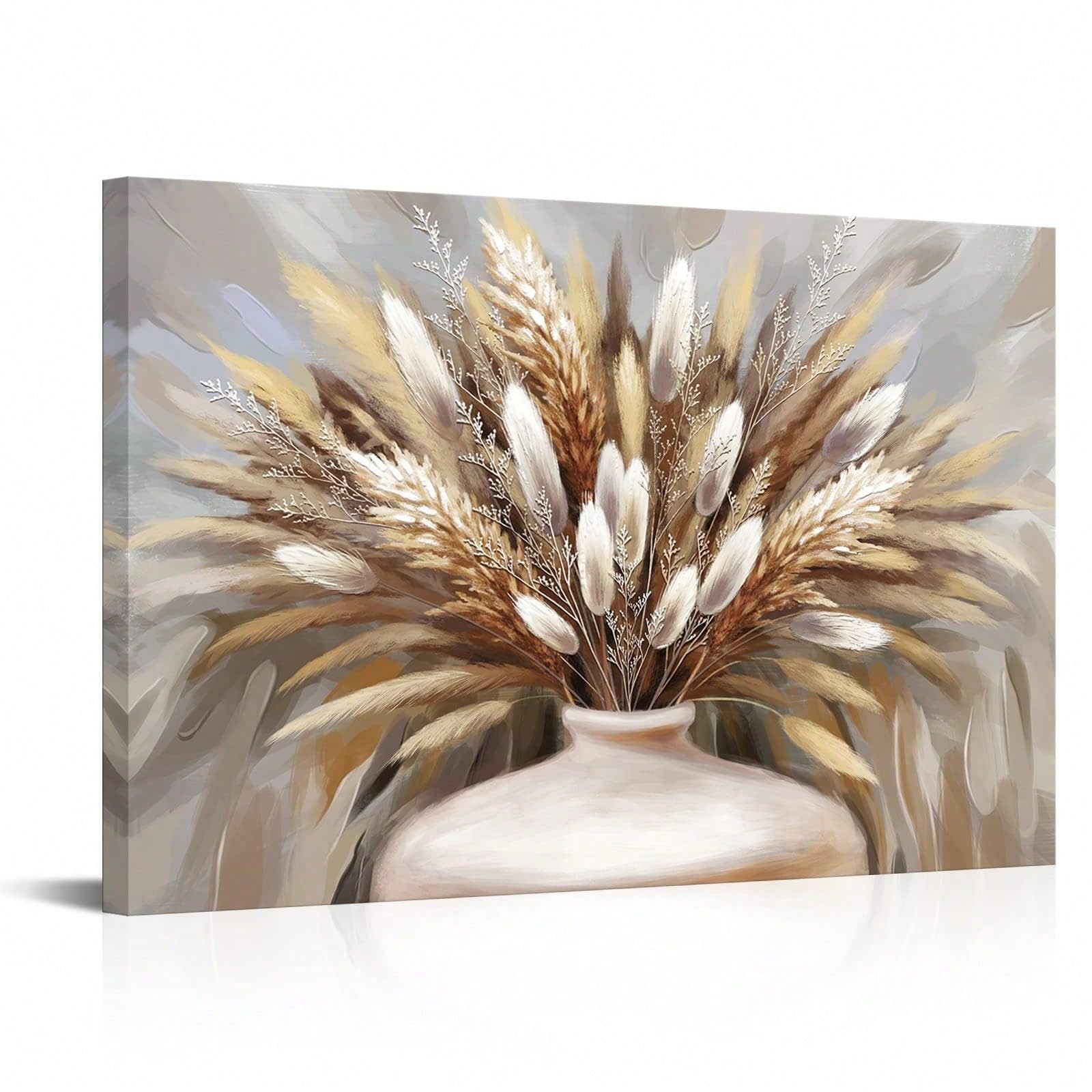 Affiche botanique herbe de pampa 50x70cm : impression sur toile pour décoration murale