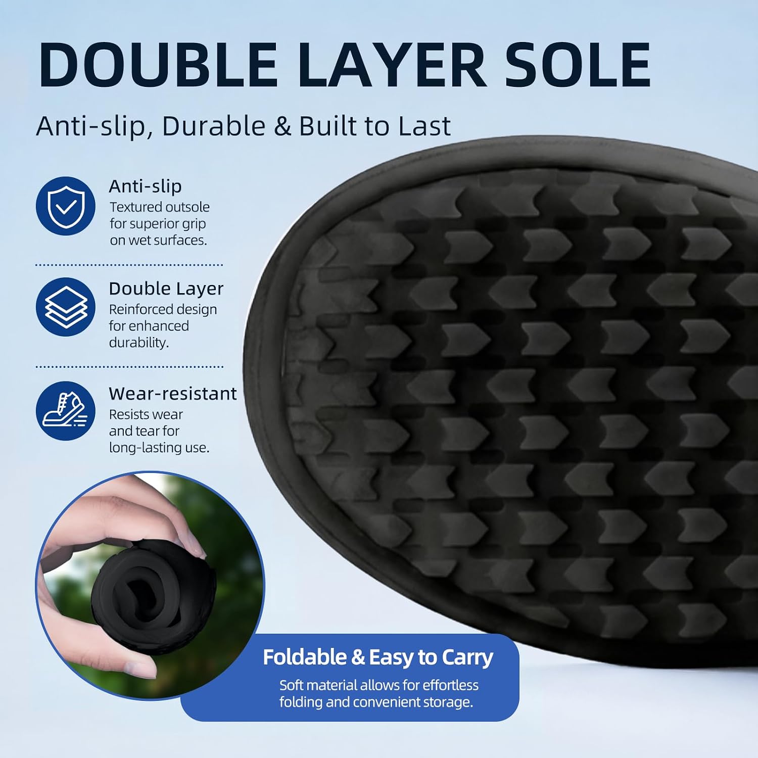 Waterproof Shoe Covers, Reusable Silicone Rain Shoe Covers, Black, XL image 4
