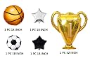 FI - FLICK IN 5 Pcs Football Theme Birthday Decoration Foot Ball Basket Ball Champion Trophy Foil Balloon Basketball Theme Birthday Decoration Items (Pack of 5, Multicolor) gallery image