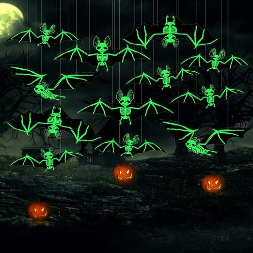 6 Murciélagos Colgantes De Goma Realistas Para Halloween, Con Ojos Rojos, En Tamaños Variados De 12 A 25 Cm, Decoración Perfecta Para Fiestas De Miedo