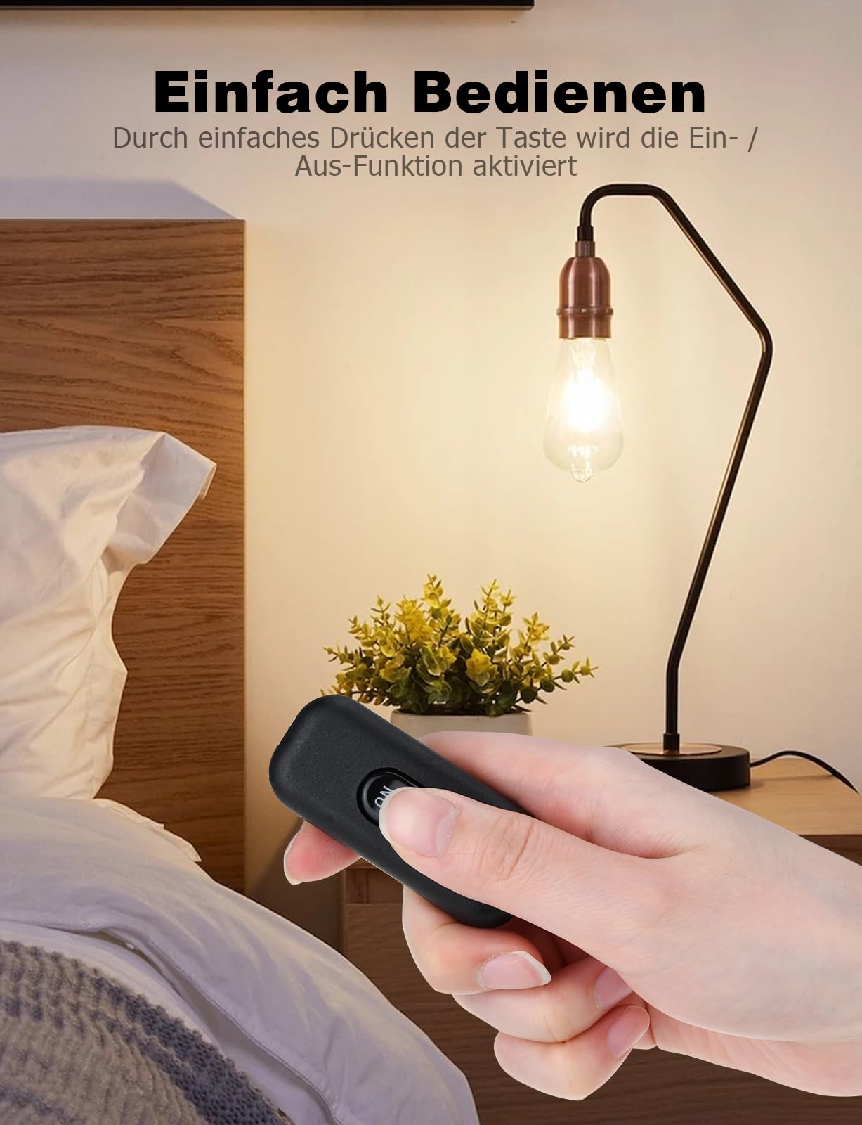 Lot de 3 interrupteurs à bascule en ligne 6 A 250 V pour câbles d'alimentation à 2 et 3 fils, compatible avec tous les types de lampes électriques, lampes de table, noir