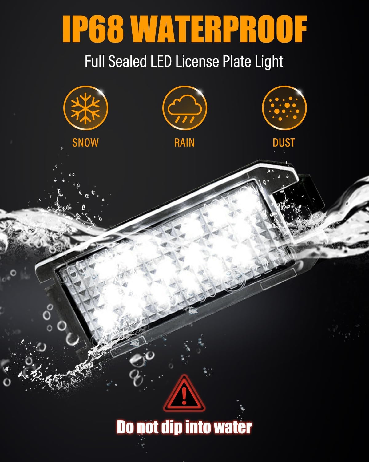 LESAUCE LED License Plate Light Assembly for 2014-2022 Jeep Grand Cherokee Compass Patriot, 6000K White 18 SMD, Tag Lamp Assembly Replacement, Plug and Play, Pack of 2