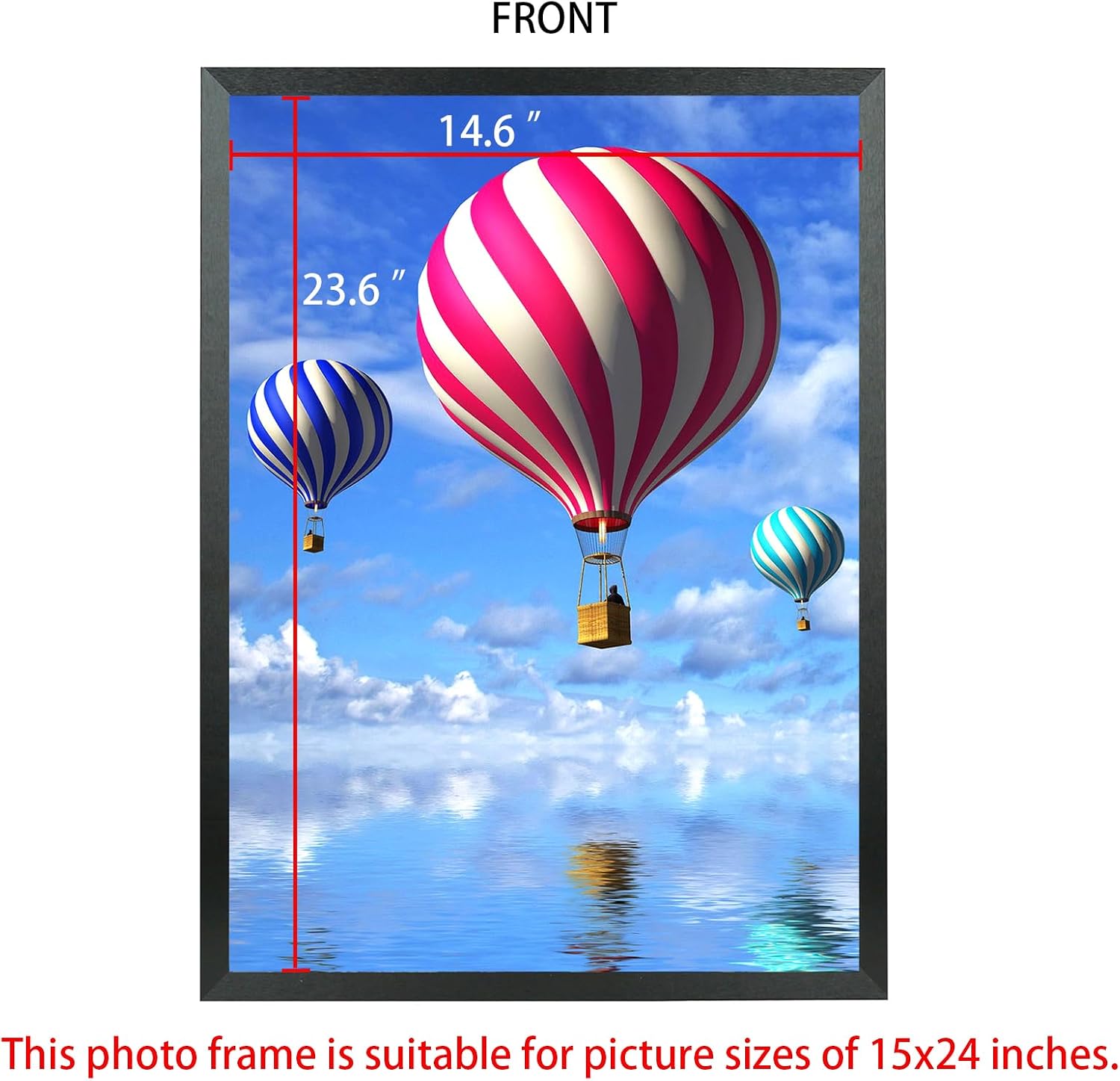 mxtallup 15x24 picture frame solid wood poster frame for wall 15x24 photo frames family black (t22b1524)