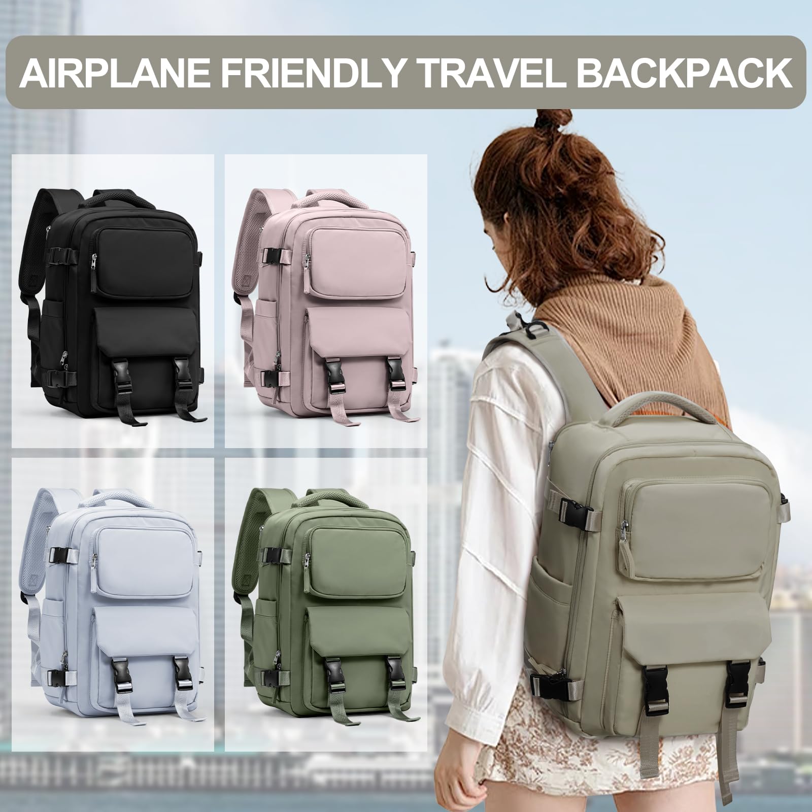 SZLX Zaino da Viaggio grande Zaino Ryanair 40x30x20 Sottovuoto Donna da escursionismo sportivo da esterno impermeabile Zaino Casual Laptop da 14 Pollici con porta di ricarica USB Scomparto per Scarpe