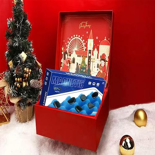 Miniatura 7 de Juego de ajedrez magnético, juego de ajedrez magnético 2024 con piedras, tablero de ajedrez magnético, rompecabezas de juego magnético familiar,