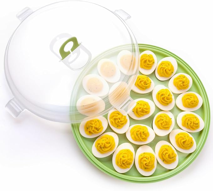 HANSGO Deviled Egg Containers with Lid, Deviled Egg Platter Carrier Holder Trays with 22 Slots for Holiday Party and Home Kitchen, White