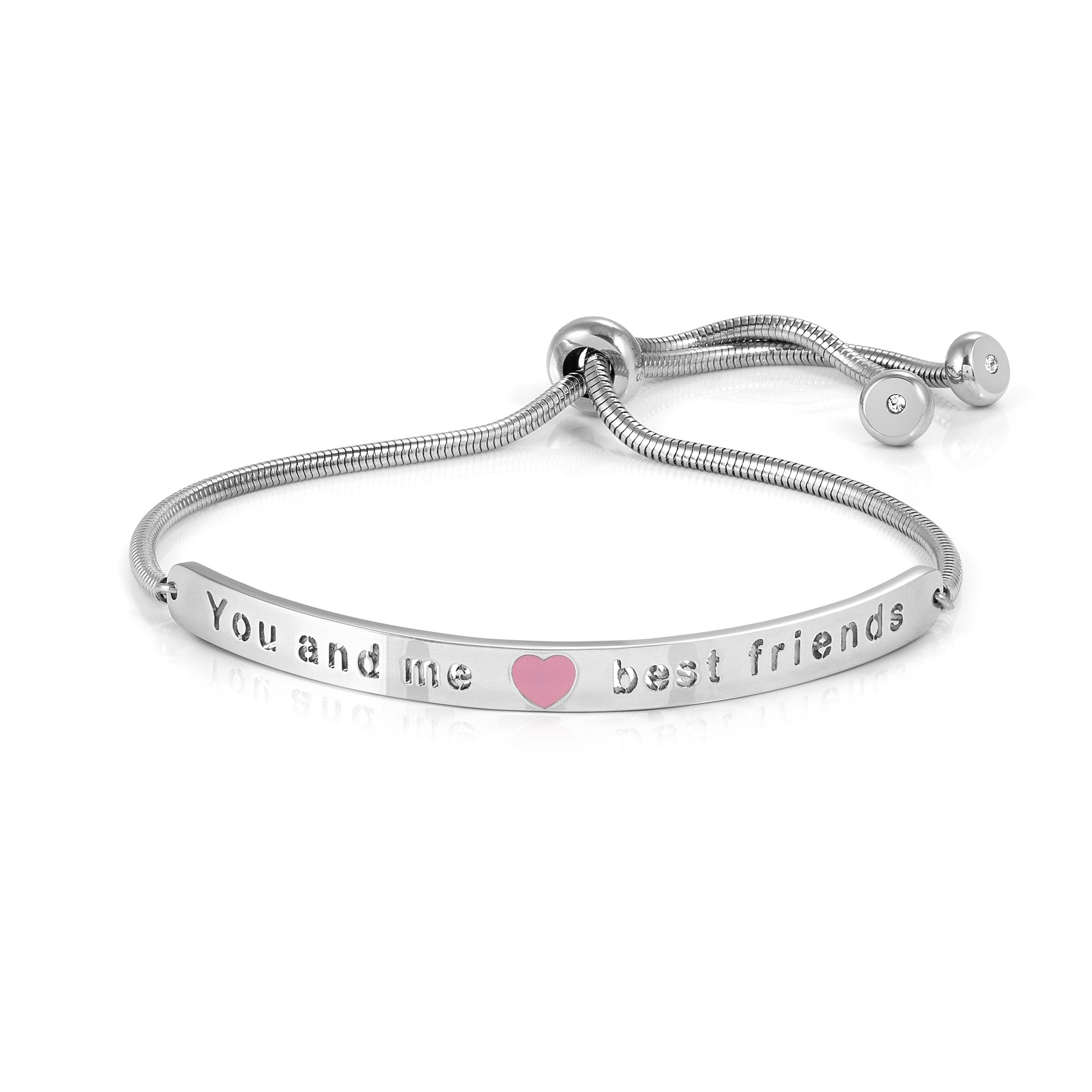 Nomination Bracciale Donna - Collezione Messaggiamo, Acciaio e Zirconi, Lunghezza Regolabile 14-20 cm, Chiusura Scorrevole, Idea Regalo