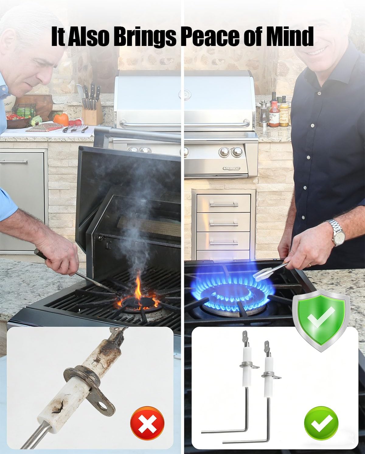 2Pcs Combustion Electrodes Fit for Alfresco Stove, Replacement Electrode Replace 210-0189