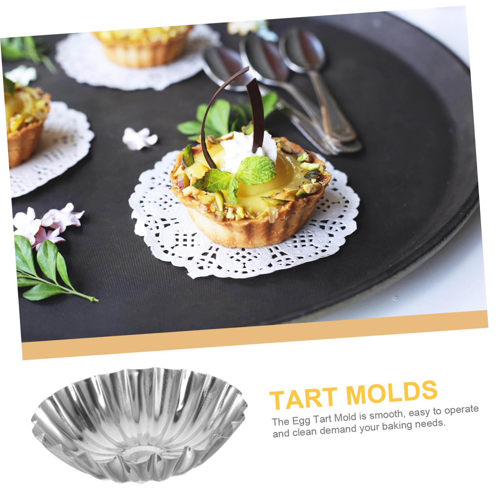 Amosfun 50 Stück Edelstahl Eierkuchenformen Hitzebeständig für Kuchen Pudding und Muffins Backform Multifunktional Langlebig Leicht zu Reinigen