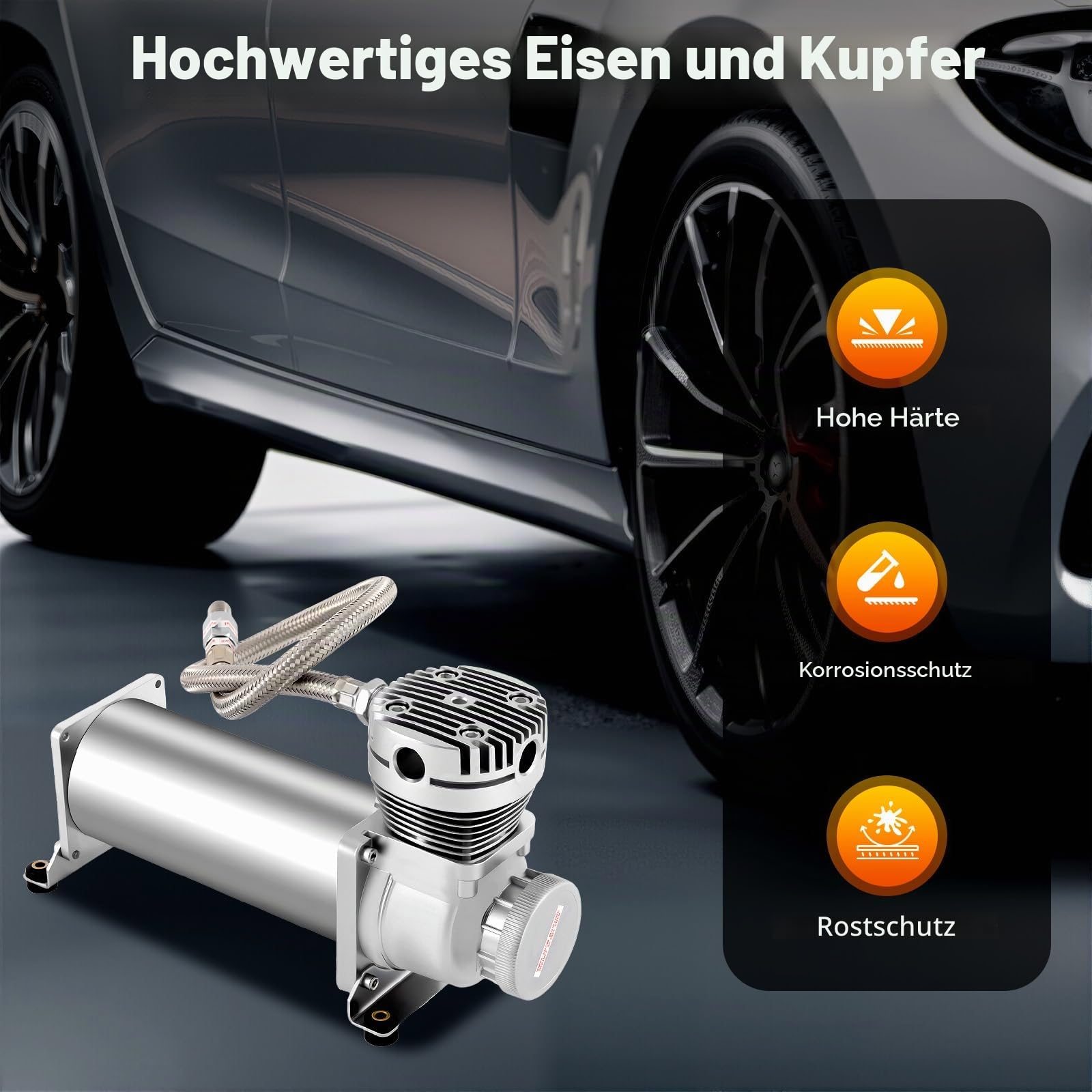 Kompressor für Luftfederung, 200 PSI, Hochleistungs-Luftkompressor, Feder-Stoßdämpfer, geeignet für Autohupen, Druckluftwerkzeuge, Autoreifen, etc