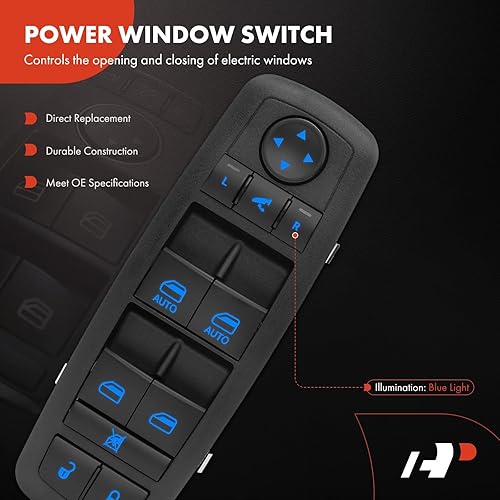 Miniatura 3 de A-Premium Master - Interruptor de elevalunas eléctrico compatible con Jeep Grand Cherokee 2011 2012 2013 Sport Utility, lado delantero izquierdo del