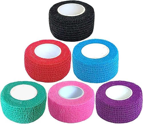 Baisunt Paquete de 6 vendajes cohesivos de 1 pulgada, cinta autoadhesiva autoadhesiva autoadhesiva transpirable para muñeca, tobillo, deportes,