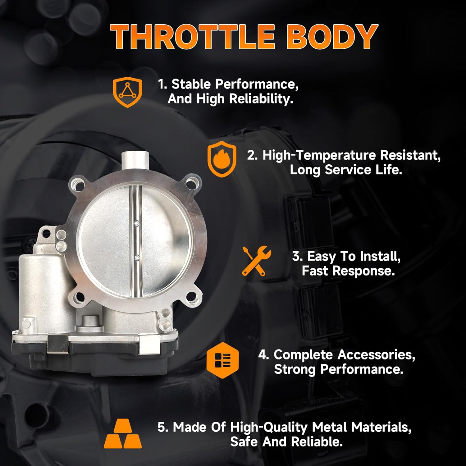 53034251AC Throttle Body 80mm Fits for Chrysler 300 13-21, for Dodge Challenger Charger 13-21, for Jeep Grand Cherokee 2021, for Ram 1500 2500 3500 13-21 5.7L V8 OE 53034251AB 53034251AD