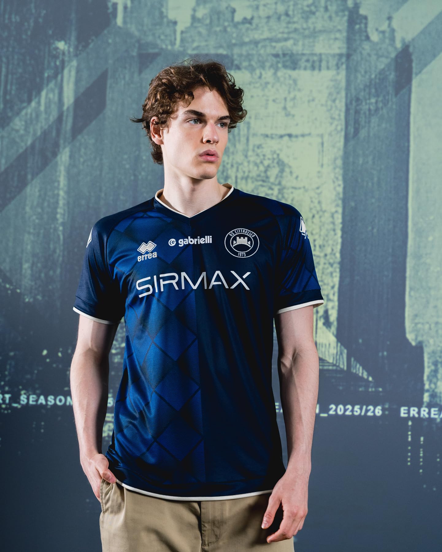 Nuova Maglia Calcio Uomo Third 2025/26, Terza Maglia Calcio Personalizzabile, Ufficiale Errea Uomo per Cittadella Calcio, Color Blu, per Allenamento Calcio, t-Shirt Uomo