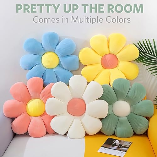 Miniatura 3 de ZAKUN Almohada de flores, almohadas con forma de margaritas de 15.7 pulgadas, lindas almohadas de suelo de flores, cojín de asiento, almohadas de