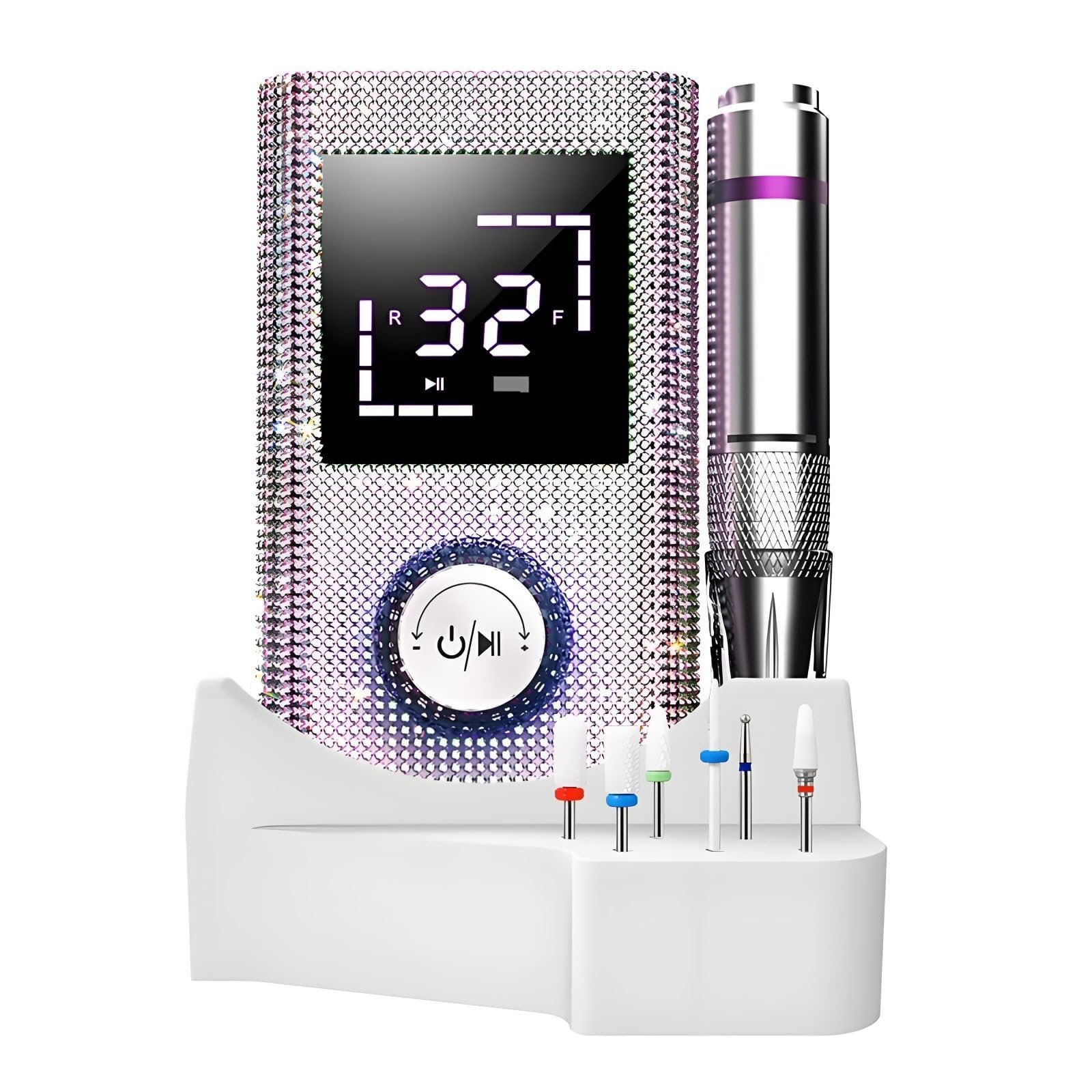 Fresa per Unghie Professionale 45000 Giri, Fresa unghie con diamanti ,con punte e base, per Qualsiasi Manicure, Acrilico Nails Gel Lucidatura Rimozione, Progettato per Salon, Casa, Regalo