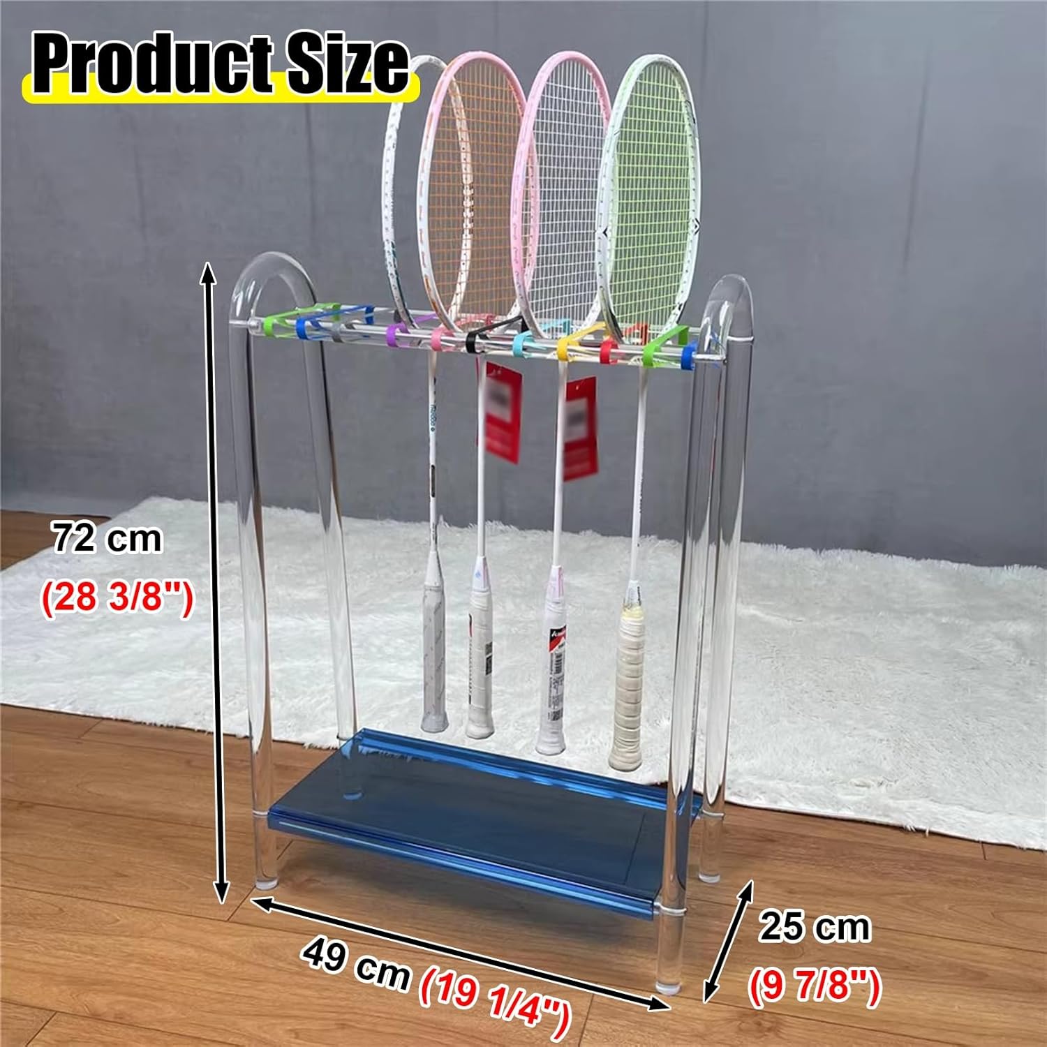 Acrylic Racket Storage Rack for 10-20 Rackets Multicolor(Blue)
