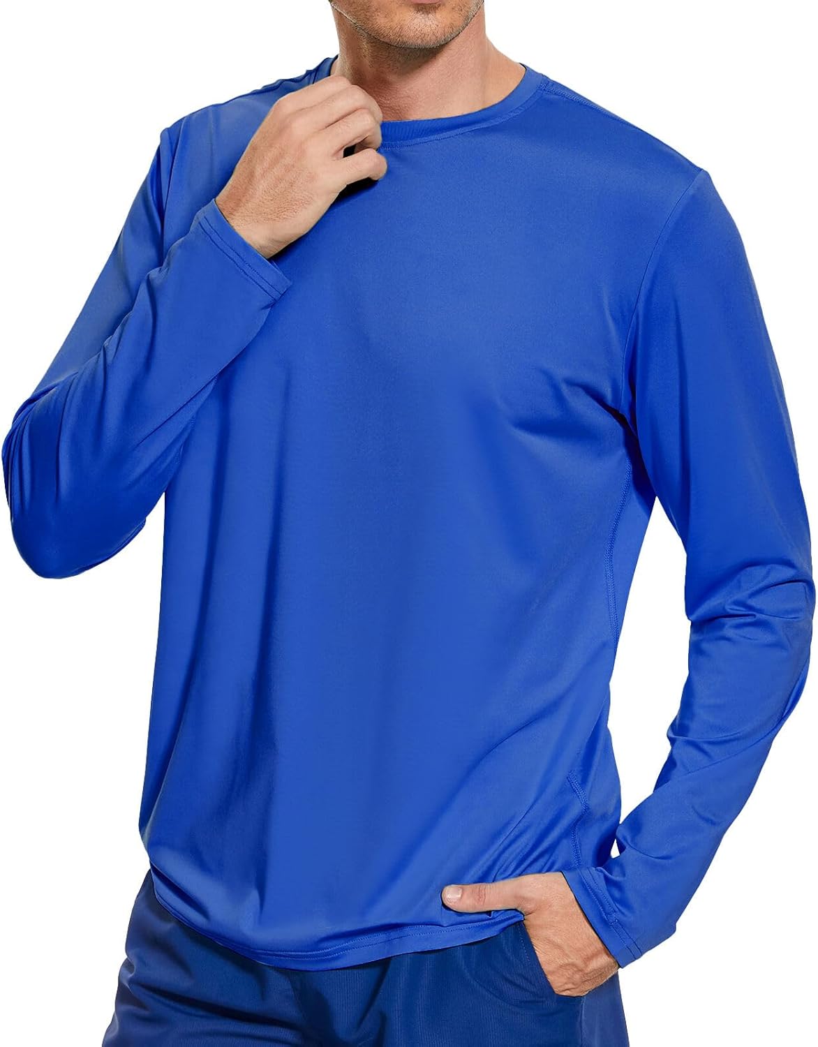 Men's UPF 50+ Quick Dry Long Sleeve Shirt Moisture Wicking Lightweight Hiking Tee for Outdoors Activities Fishing Running