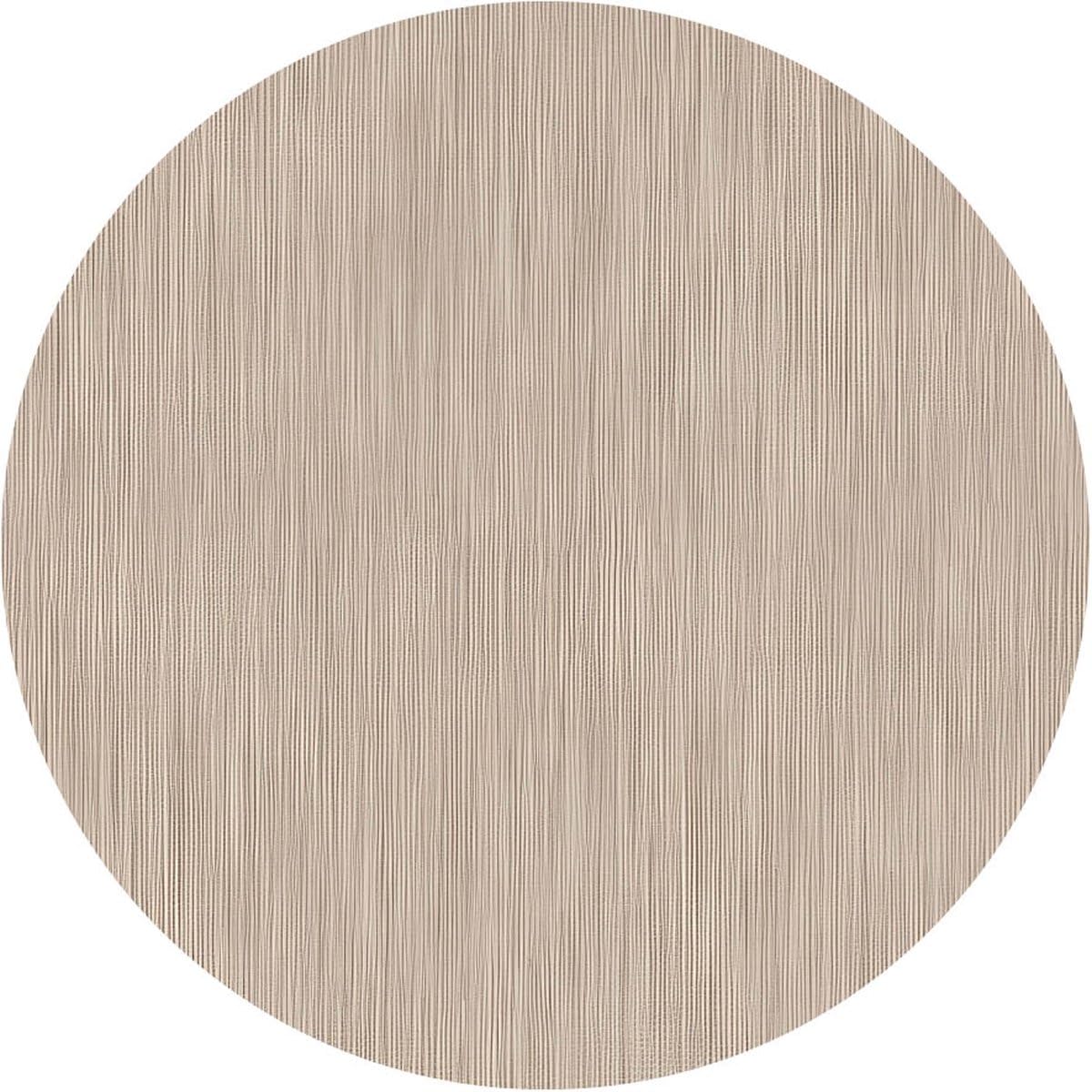 Raved Beige Round Oilcloth - Linen Look - 140Cm Diameter - Pvc - Wipe Clean