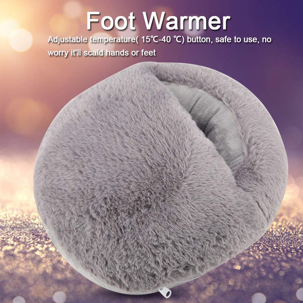 Pieds Chauffants Réchauffeur USB Coussin Rechargeable Réchauffeur électrique Chaussures de Chauffage pour Le Bureau d'hiver (Gray)
