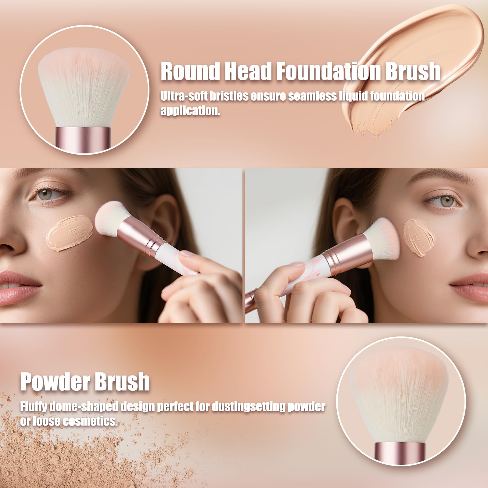 Double Ended Makeup Brush Two-In-One for Creating a Gorgeous Foundation Brush for Liquid Makeup Brochas Para Maquillaje Patrick Ta Blush Foundation Blush (Pink) - Image 3