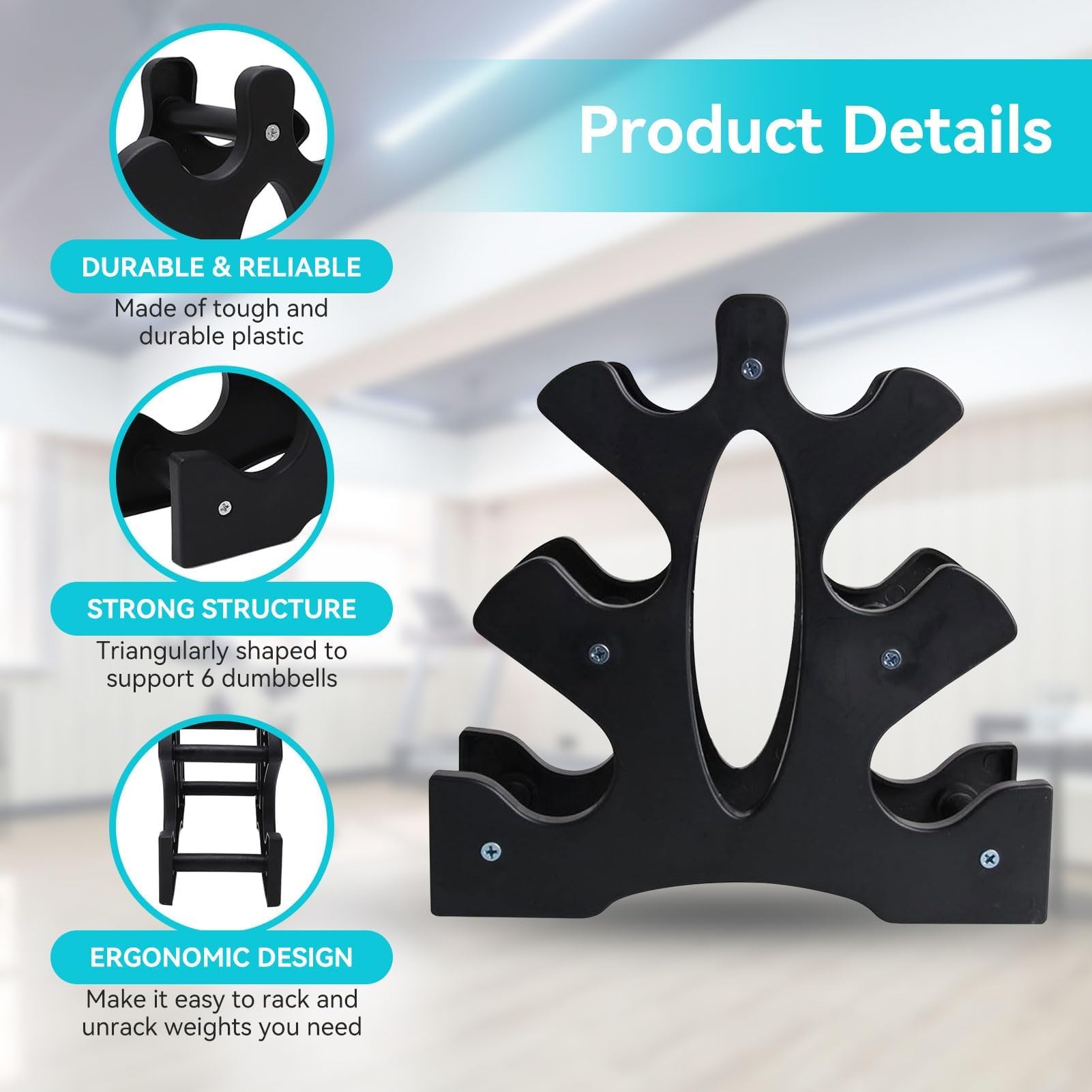 Rastrelliera Per Manubri 3 Livelli - Porta Manubri Da 2-11 Libbre, PP Resistente, Salvaspazio