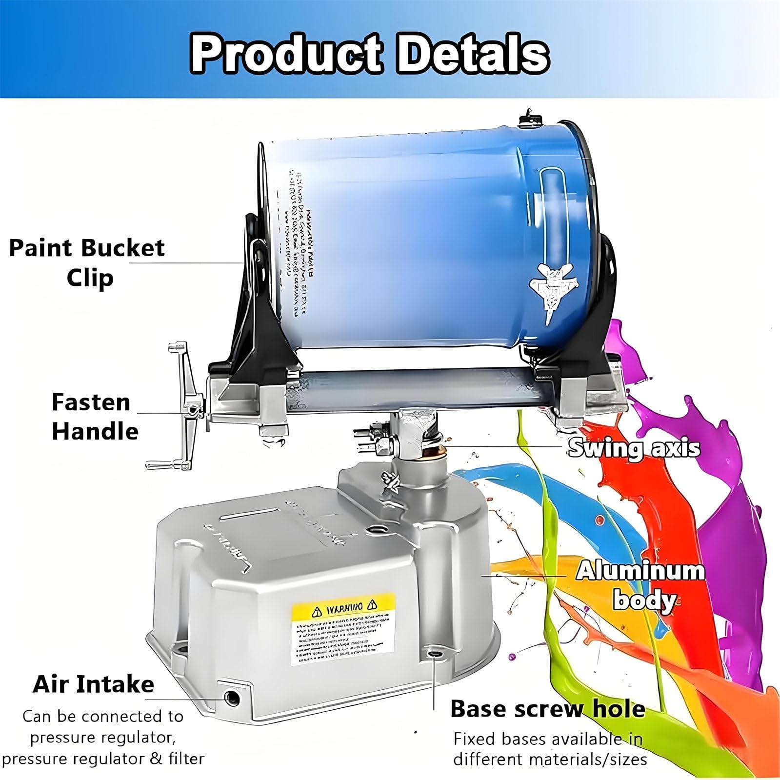 Mezclador de pintura neumático con presión ajustable, alimentado por aire para una mezcla eficiente de pintura y revestimiento, dispositivo de laboratorio de oscilación de 30°