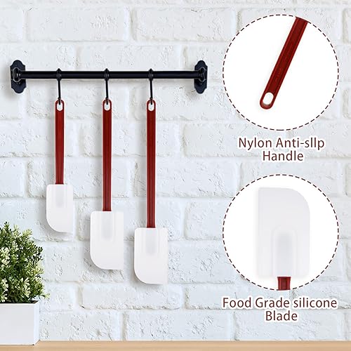 Miniatura 4 de Juego de 3 espátulas comerciales de silicona para cocinar, raspador de silicona resistente al calor, espátula comercial para hornear para utensilios