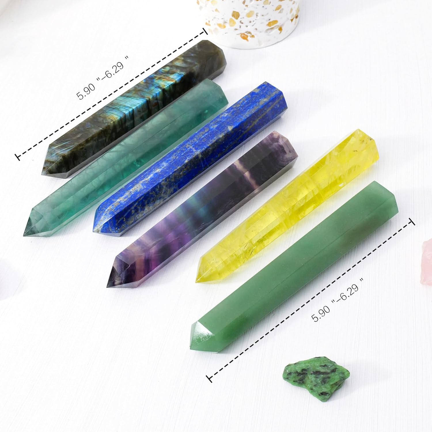 Apengshi 1PCS Natural Crystal Lapis Lazuli Tower 5.9"-6.3" (15-16cm) 6 Faceted Single Point Prism Healing Crystal Wand for Meditation Reiki Chakra Therapy - Image 2