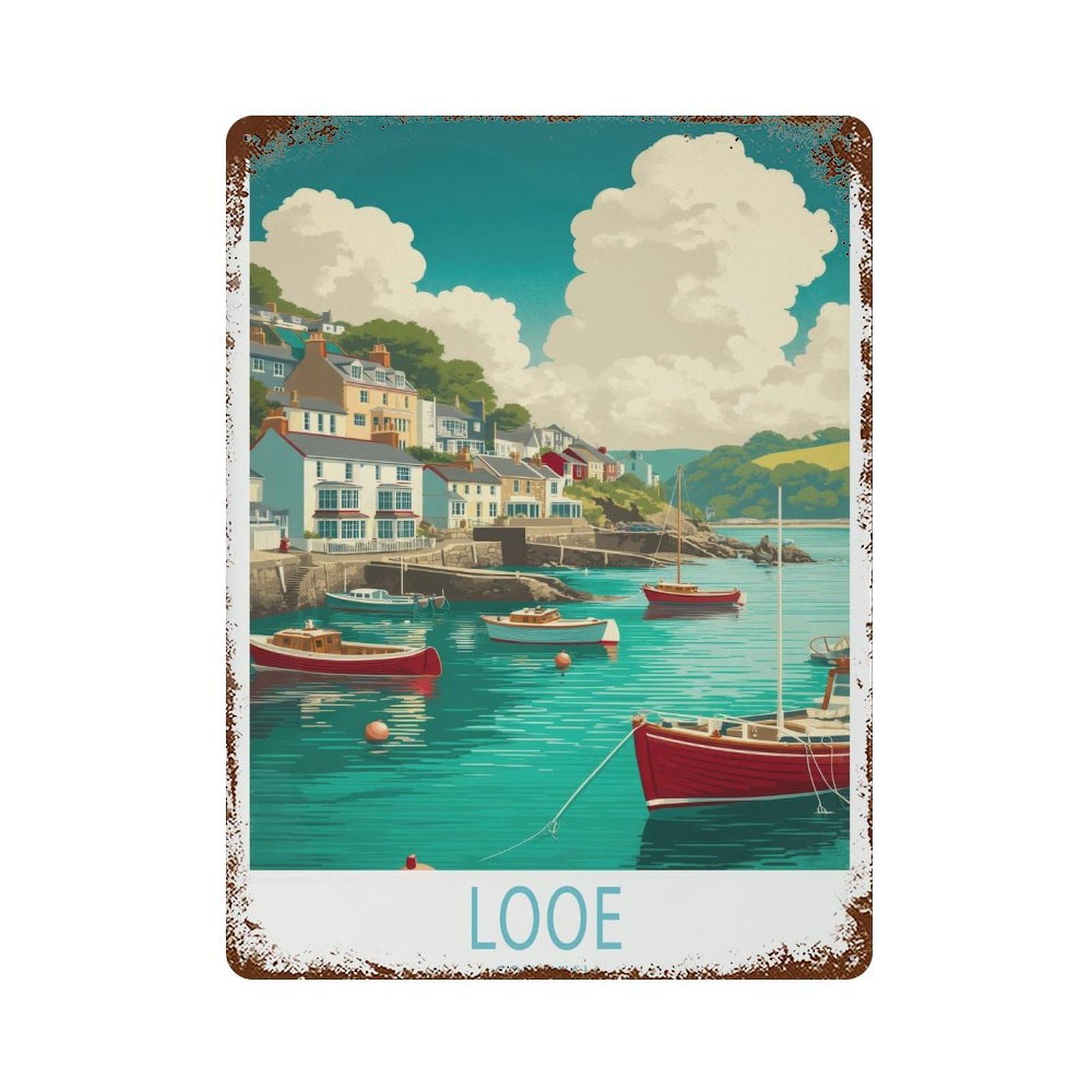 xiaoxiaoshen Looe England Travel Corn Custom Wall Decor Art Metal Tin Poster Modern Home Decor Art Home Bar Shop Decorations Vintage Sign 40x30cm