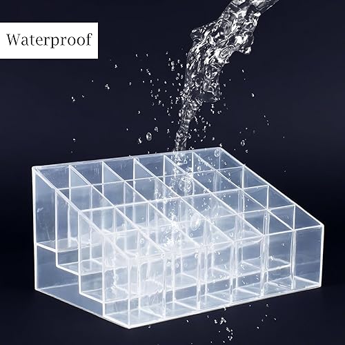 Miniatura 6 de LOGJAM Organizador de perfume acrílico, 2 unidades, 24 espacios, soporte transparente para brillo de labios, estuche cosmético para cepillos de
