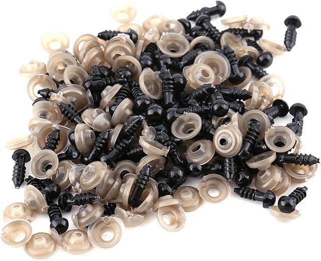 Plastic Safety Eyes, 100Pcs 6/9/10/12MM Doll Plastic Eyes Eyeballs Making Crafts Supplies with Washers for Dolls Stuffed Animals Teddy Bear (10mm)