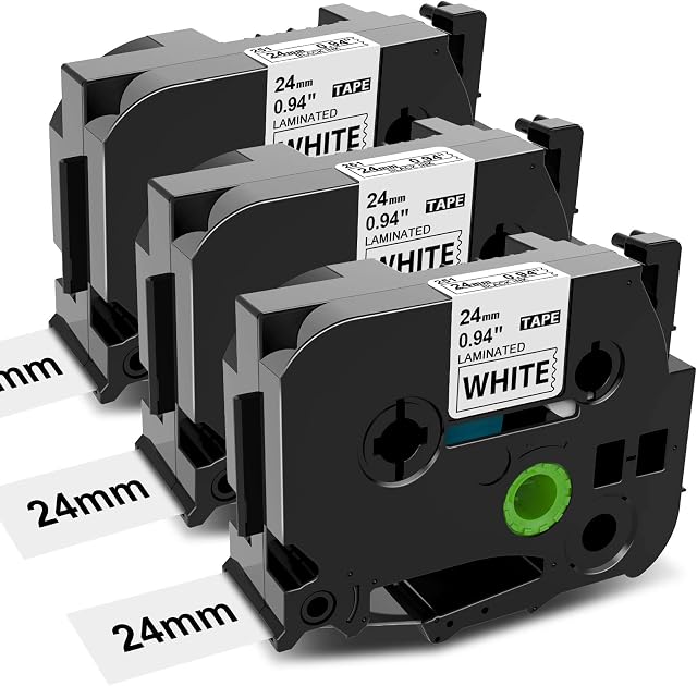 MarkField Compatible Label Tape Replacement for Brother Ptouch TZ TZe-251 24mm x 8m Laminated Cassette, for Label Maker PT-P700 D450 D600 P750W P900W P910BT P900 P950NW Black on White, 3 Pack