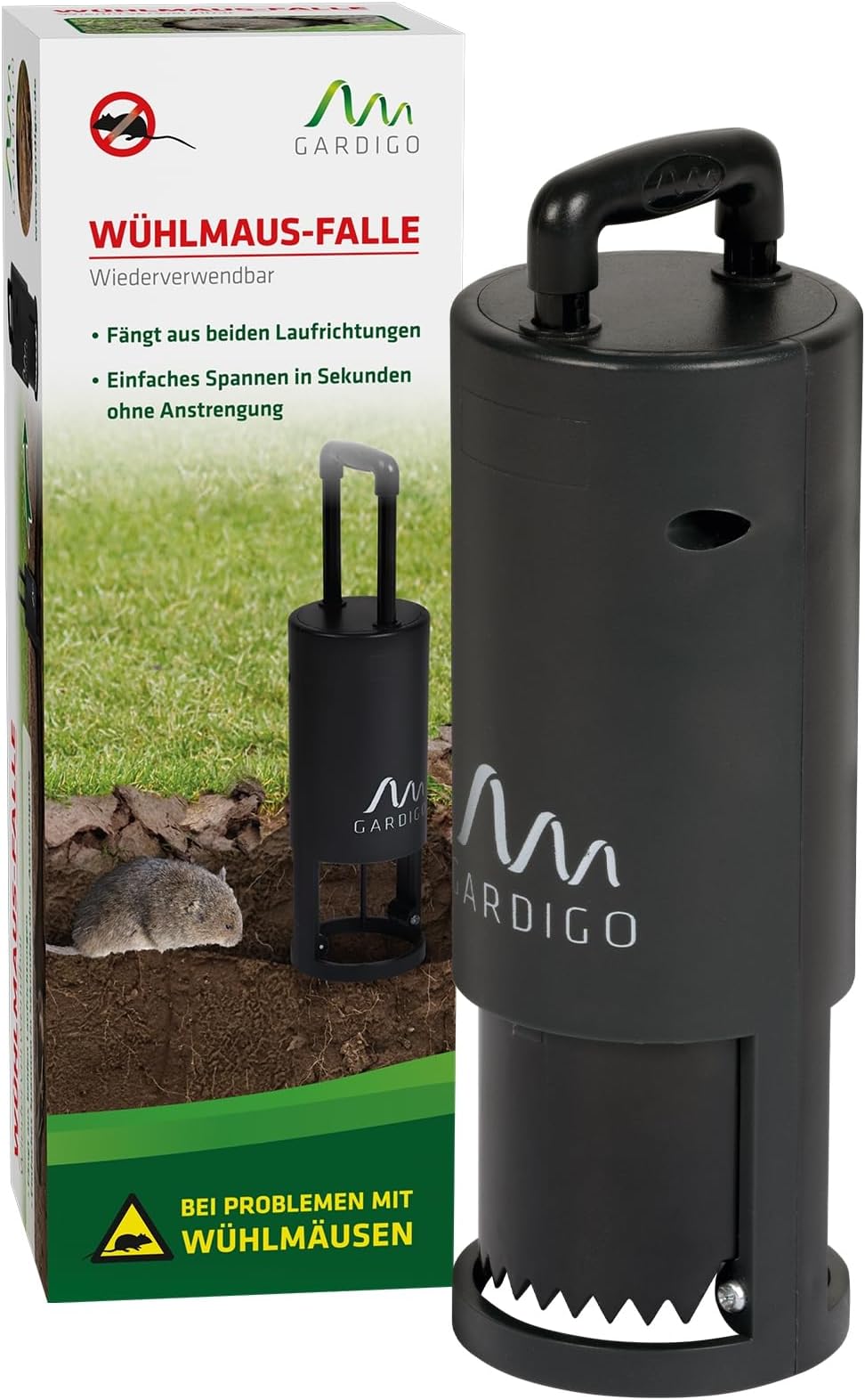 GARDIGO® Wühlmausfalle | Wiederverwendbare Falle für Wühlmäuse ...