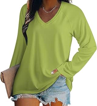 Gentle Pistachio Green-245 Modern Long Sleeve V Neck T