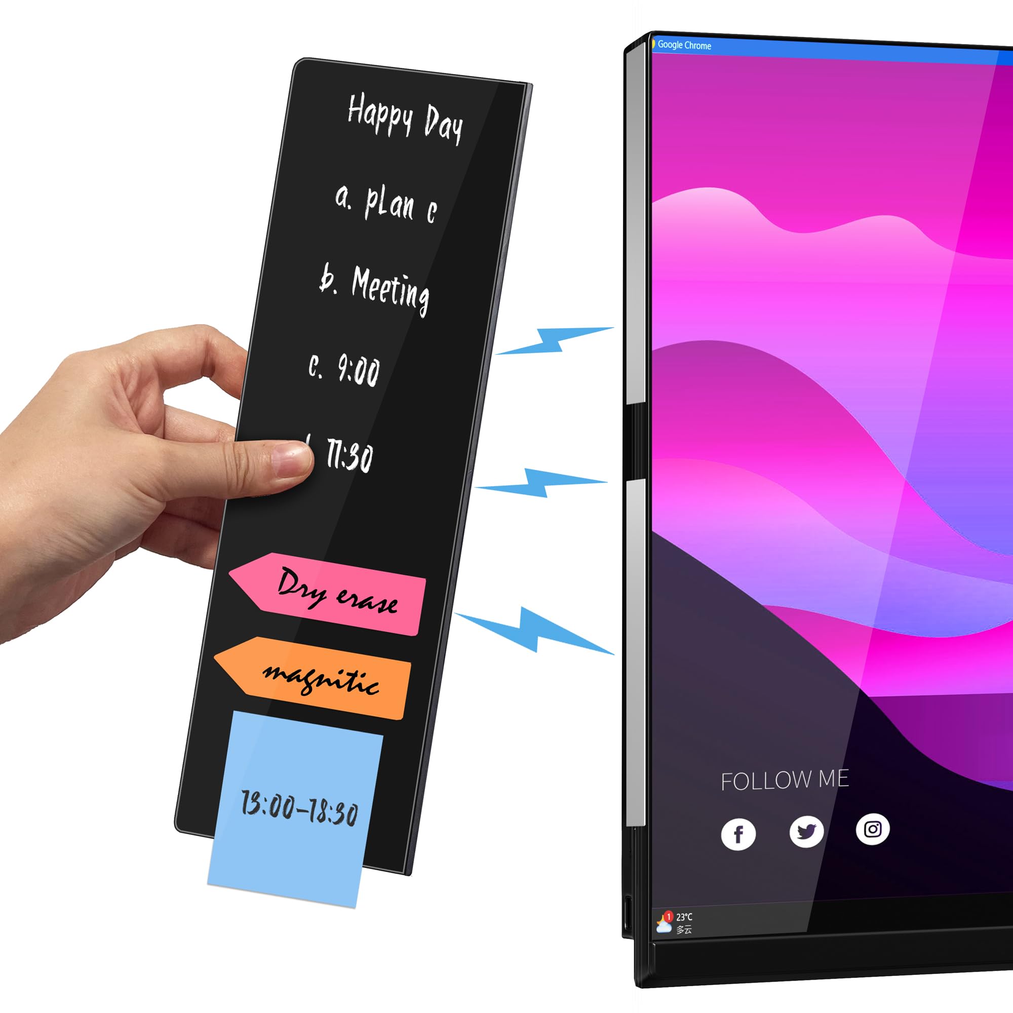 Lumanman Magnetic Monitor Memo Board, Acrylic Message Reminder Board for Moniter Side, Office Desk Accessories for Women Men, Computer Sticky Note