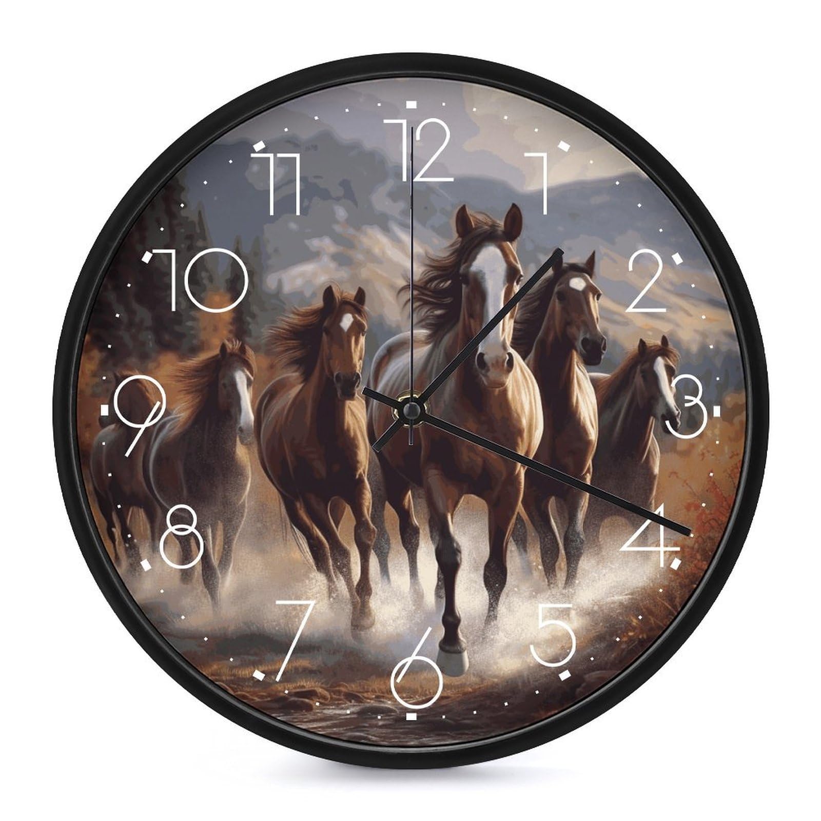 Horloge chevaux blanche 25cm pour décorer une chambre à coucher calme