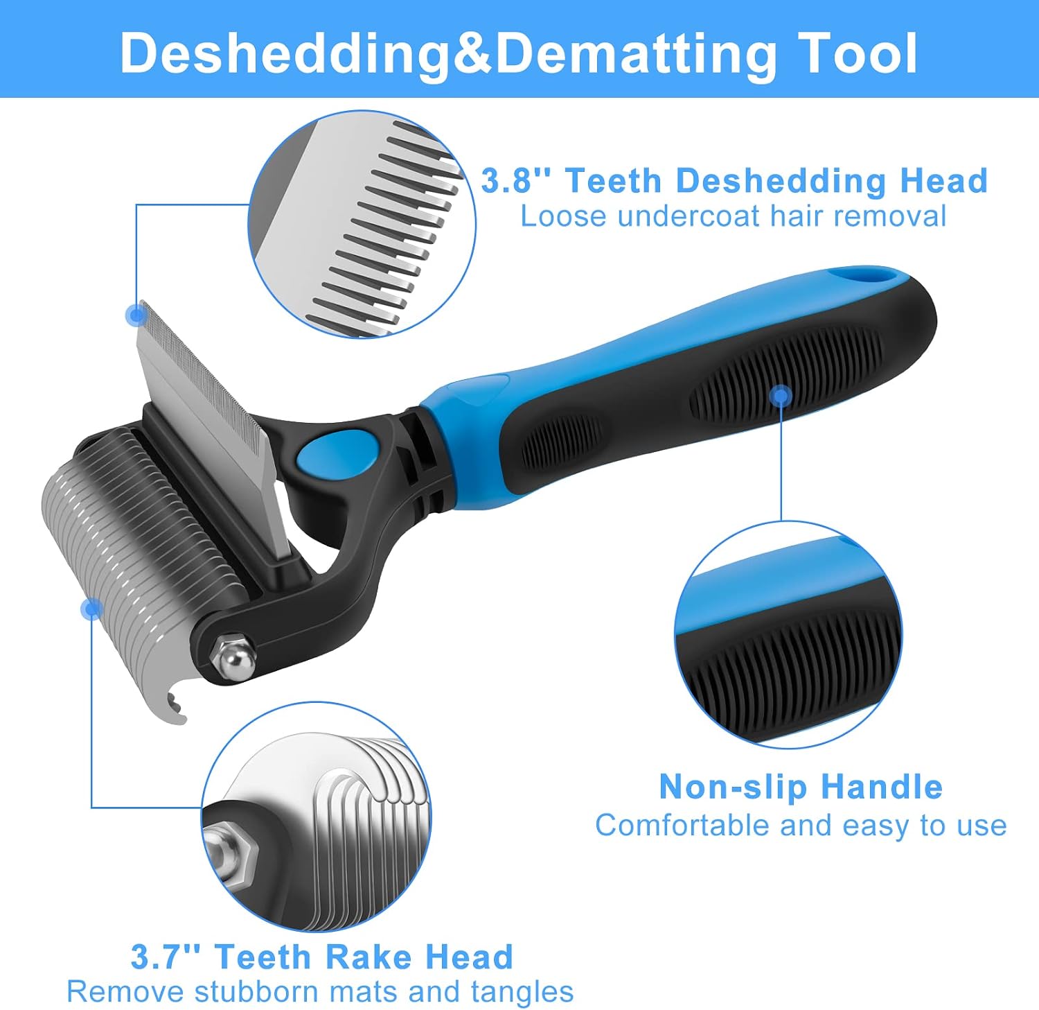 CGBE Pet Grooming Brush, 2 in 1 Deshedding Tool Undercoat Rake for Dogs And Cats Shedding, Deshedding Brush for Pet Matted Hair, Safe Dematting Comb For Long Hair Husky Golden Retriever