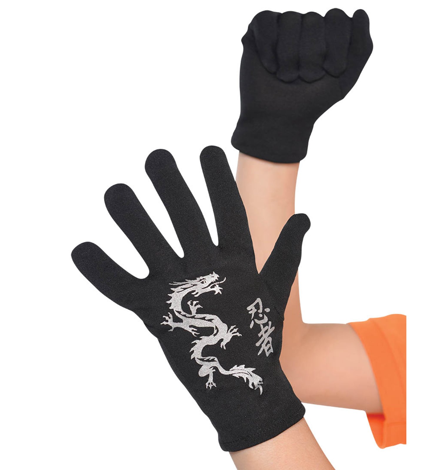 AmscanBold Black with Dragon Design Ninja Gloves for Kids - 1 Pair - Perfect for Your Little Ninja Warrior